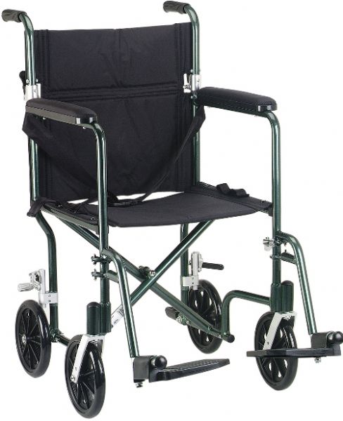 Drive Medical FW17GR Flyweight Lightweight Folding Transport Wheelchair, 17