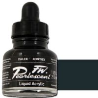 FW 603201032 Pearlescent Liquid Acrylic Ink, 1oz, Black; Acrylic-based inks are water-soluble when wet, but dry to a water-resistant film on most surfaces; All colors are very to extremely lightfast; The best means of applying pearlescent colors is by using a dipper pen, ruling pen, or brush; Due to large pigment particles, these are not suitable for fine line nozzles for airbrushes, technical pens, or fountain pens; UPC N/A (FW603201032 FW 603201032 ALVIN PEARLESCENT 1oz BLACK) 