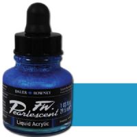 FW 603201112 Pearlescent Liquid Acrylic Ink, 1oz, Galactic Blue; Acrylic-based inks are water-soluble when wet, but dry to a water-resistant film on most surfaces; All colors are very to extremely lightfast; The best means of applying pearlescent colors is by using a dipper pen, ruling pen, or brush; Due to large pigment particles, these are not suitable for fine line nozzles for airbrushes, technical pens, or fountain pens; UPC N/A (FW603201112 FW 603201112 ALVIN PEARLESCENT 1oz GALACTIC BLUE) 
