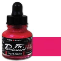 FW 603201114 Pearlescent Liquid Acrylic Ink, 1oz, Hot Mama Red; Acrylic-based inks are water-soluble when wet, but dry to a water-resistant film on most surfaces; All colors are very to extremely lightfast; The best means of applying pearlescent colors is by using a dipper pen, ruling pen, or brush; Due to large pigment particles, these are not suitable for fine line nozzles for airbrushes, technical pens, or fountain pens; UPC N/A (FW603201114 FW 603201114 ALVIN PEARLESCENT 1oz HOT MAMA RED) 