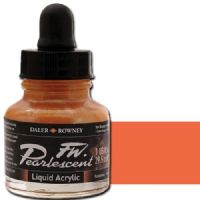 FW 603201121 Pearlescent Liquid Acrylic Ink, 1oz, Sun Orange; Acrylic-based inks are water-soluble when wet, but dry to a water-resistant film on most surfaces; All colors are very to extremely lightfast; The best means of applying pearlescent colors is by using a dipper pen, ruling pen, or brush; Due to large pigment particles, these are not suitable for fine line nozzles for airbrushes, technical pens, or fountain pens; UPC N/A (FW603201121 FW 603201121 ALVIN PEARLESCENT 1oz SUN ORANGE) 