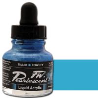 FW 603201122 Pearlescent Liquid Acrylic Ink, 1oz, Sun-up Blue; Acrylic-based inks are water-soluble when wet, but dry to a water-resistant film on most surfaces; All colors are very to extremely lightfast; The best means of applying pearlescent colors is by using a dipper pen, ruling pen, or brush; Due to large pigment particles, these are not suitable for fine line nozzles for airbrushes, technical pens, or fountain pens; UPC N/A (FW603201122 FW 603201122 ALVIN PEARLESCENT 1oz SUN-UP BLUE) 