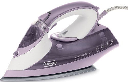 DeLonghi FXG175AT Ceramic and Stainless Steel Steam Iron, White/Purple, 1750 watts, 11 oz. water tank capacity, 4 levels of adjustable steam with Supersteam function (115g/min), Patented Dual Material soleplate with varied thickness, Soleplate made of ceramic and stainless steel, Faster and more efficient ironing, UPC 044387017503 (FX-G175AT FXG-175AT FXG175-AT FXG175 AT)