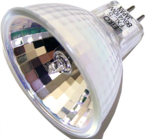 Eiko FXL/5 model 49116 Incandescent Projector Light Bulb, 82 Volts, 410 Watts, CC-8 Filament, 1.75/44.5 MOL in/mm, 2.00/50.8 MOD in/mm, 100 Average Life, MR16 Bulb, GY5.3 Base, Dichroic Reflector, Life is 50 hrs at 86V Special Description, 410 Watts Amps, 3300 Color Temperature degrees of Kelvin, UPC 031293491169 (49116 FXL/5 EIKO49116 EIKO-49116 EIKO 49116) 