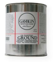 Gamblin G01116 Ground 16oz; Bright white, non-absorbent ground like a traditional oil ground creates a solid foundation for oil painting; Paintings made on non-absorbent grounds are brighter because the oil is retained in the paint layers rather than absorbed into the ground; Grounds make canvas and linen stiffer than acrylic gesso and more flexible than oil primers; UPC 729911011164 (GAMBLIN-G01116 GAMBLIN-01116 PAINTING) 