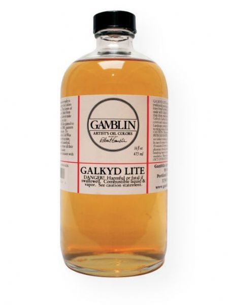 Gamblin G02016 Galkyd Lite Resin Medium 16oz; Medium viscosity and fast dry; Similar to Galkyd except that it has a lower viscosity and will leave brush strokes in thicker layers; Thins with mineral spirits; Shipping Weight 1.00 lb; Shipping Dimensions 3.00 x 3.00 x 6.75 inches; UPC 729911020166 (GAMBLIN-G02016 GAMBLIN-02016 PAINTING)