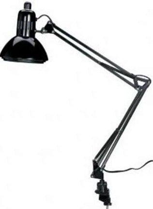 Alvin G2450-B Swing-Arm Lamp, Black, Ventilated 6.5in diameter metal shade with double baffle to reduce glare, Spring-balanced arm locks securely in any position with a 32in extension, Two-way mounting clamp for tables up to 2in thick, Takes a 100w bulb not included, Ship Weight 2.60 lbs; Ship 17 x 8 x 4.2 in; UPC 088354951858; Harmonized Code 0009405200000 (G2450B G2450 B)