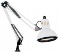 Alvin G2540-D Swing-arm lamp, White, Ventilated 6.5in diameter metal shade with double baffle to reduce glare, Spring-balanced arm locks securely in any position with a 32in extension, Two-way mounting clamp for tables up to 2in thick, Takes up to a 100w bulb which is sold separately, UPC 088354951865 (G2540D G2540 G-2540D G25-40D) 