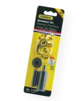 General G71262 Grommet Kit .375"; Kit contains 24 brass grommets with hole cutter and hardwood backer block, hardened steel mandrel and anvil; Setting tool has knurled body for greater comfort and safety; Sizes are individually marked on setting tool and coded with lines on anvil; Setting tool and cutter are heat treated for long life; Black oxide plating prevents rust; Shipping Weight 0.51 lb; UPC 038728223425 (GENERALG71262 GENERAL-G71262 G71262 GROMMETS) 
