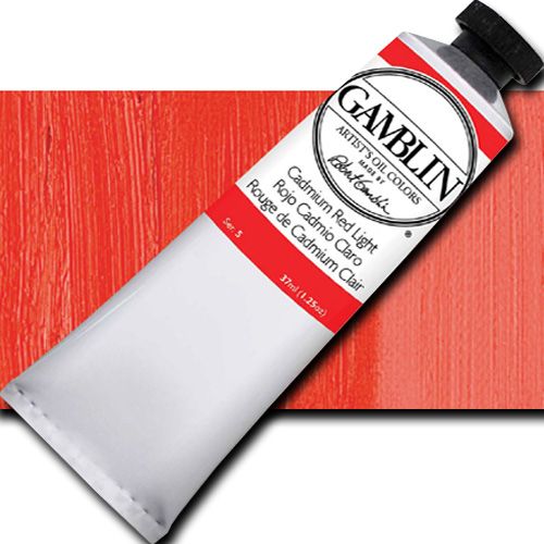 Gamblin 1140 Artists' Grade, Oil Color, 37ml, Cadmium Red Light; Alkyd oil colors with luscious working properties; No adulterants are used so each color retains the unique characteristics of the pigments, including tinting strength, transparency, and texture; FastMatte colors give painters a palette of oil colors that dry to a beautiful matte surface in 18 hours; UPC 729911111406 (GAMBLIN 1140 G1140 Oil 37ml CADMIUM RED LIGHT ALVIN)