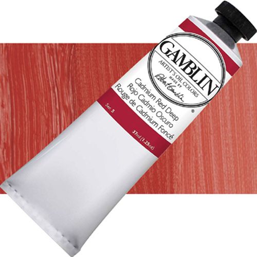 Gamblin 1150 Artists' Grade, Oil Color, 37ml, Cadmium Red Deep; Alkyd oil colors with luscious working properties; No adulterants are used so each color retains the unique characteristics of the pigments, including tinting strength, transparency, and texture; FastMatte colors give painters a palette of oil colors that dry to a beautiful matte surface in 18 hours; UPC 729911111604 (GAMBLIN 1150 G1150 Oil 37ml CADMIUM RED DEEP ALVIN)