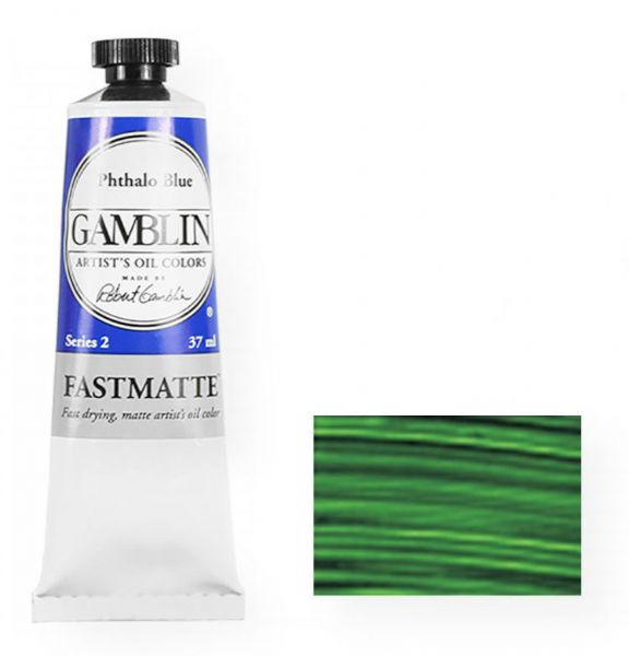 Gamblin F1740 rtists' Grade FastMatte Alkyd Oil Paint 37ml Viridian; FastMatte colors give painters a palette of alkyd oil colors; Thin layers will be touch-dry and ready to be painted over in 24 hours; Ideal for underpainting, for plein air, and for any painter whose materials do not keep up with the pace of their painting; Colors dry to a matte surface with a beautiful tooth and a deep, soft luster; UPC 729911217405 (GAMBLINF1740 GAMBLIN-F1740 ARTISTS-GRADE-FASTMATTE-F1740  PAINTING)