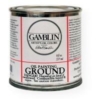 Gamblin G01108 Ground 8oz; Bright white, non-absorbent ground like a traditional oil ground creates a solid foundation for oil painting; Paintings made on non-absorbent grounds are brighter because the oil is retained in the paint layers rather than absorbed into the ground; Grounds make canvas and linen stiffer than acrylic gesso and more flexible than oil primers; UPC 729911011089 (GAMBLING01108 GAMBLIN-G01108 GAMBLIN/G01108 PAINTING) 
