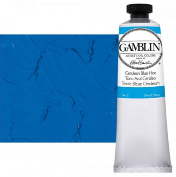 Gamblin G1210, Artists' Grade Oil Color 37ml Cerulean Blue Hue; Professional quality, alkyd oil colors with luscious working properties; No adulterants are used so each color retains the unique characteristics of the pigments, including tinting strength, transparency, and texture; Fast Matte colors give painters a palette of oil colors that dry to a matte surface in 18 hours; Dimensions 1.00