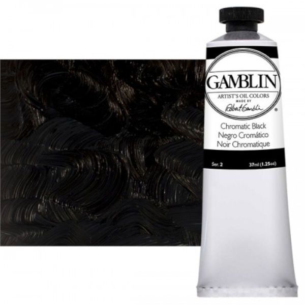 Gamblin G1212, Artists Grade Oil Color 37ml Chromatic Black; Professional quality, alkyd oil colors with luscious working properties; No adulterants are used so each color retains the unique characteristics of the pigments, including tinting strength, transparency, and texture; Fast Matte colors give painters a palette of oil colors that dry to a matte surface in 18 hours; Dimensions 1.00