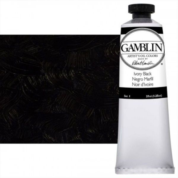 Gamblin G1360, Artists' Grade Oil Color 37ml Ivory Black; Professional quality, alkyd oil colors with luscious working properties; No adulterants are used so each color retains the unique characteristics of the pigments, including tinting strength, transparency, and texture; Fast Matte colors give painters a palette of oil colors that dry to a matte surface in 18 hours; Dimensions 1.00