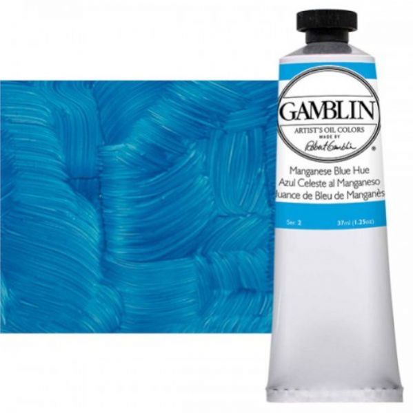 Gamblin G1400, Artists' Grade Oil Color 37ml Manganese Blue Hue; Professional quality, alkyd oil colors with luscious working properties; No adulterants are used so each color retains the unique characteristics of the pigments, including tinting strength, transparency, and texture; Fast Matte colors give painters a palette of oil colors that dry to a matte surface in 18 hours; Dimensions 1.00