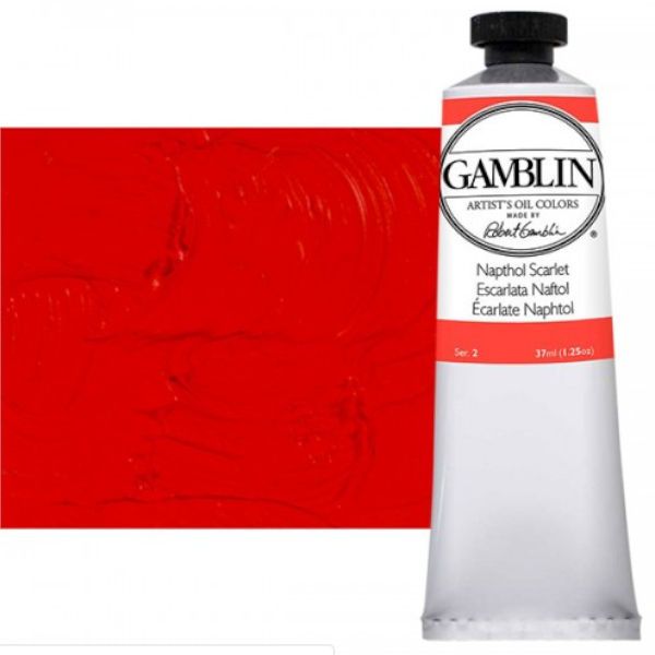 Gamblin G1475, Artists' Grade Oil Color 37ml Napthol Scarlet; Professional quality, alkyd oil colors with luscious working properties; No adulterants are used so each color retains the unique characteristics of the pigments, including tinting strength, transparency, and texture; Fast Matte colors give painters a palette of oil colors that dry to a matte surface in 18 hours; Dimensions 1.00