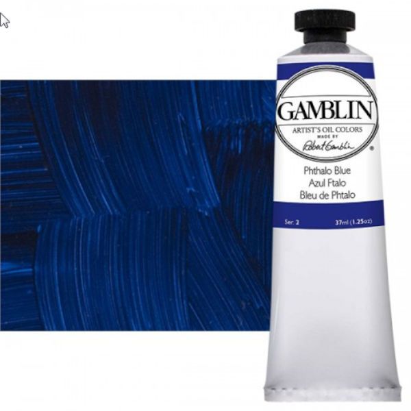 Gamblin G1530, Artists' Grade Oil Color 37ml Phthalo Blue; Professional quality, alkyd oil colors with luscious working properties; No adulterants are used so each color retains the unique characteristics of the pigments, including tinting strength, transparency, and texture; Fast Matte colors give painters a palette of oil colors that dry to a matte surface in 18 hours; Dimensions 1.00