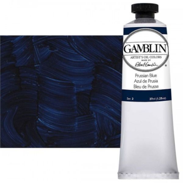Gamblin G1560, Artists' Grade Oil Color 37ml Prussian Blue; Professional quality, alkyd oil colors with luscious working properties; No adulterants are used so each color retains the unique characteristics of the pigments, including tinting strength, transparency, and texture; Fast Matte colors give painters a palette of oil colors that dry to a matte surface in 18 hours; Dimensions 1.00