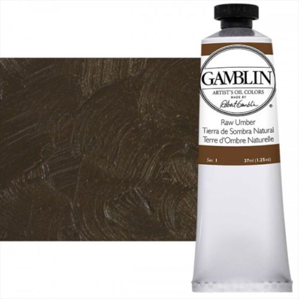 Gamblin G1620, Artists' Grade Oil Color 37ml Raw Umber; Professional quality, alkyd oil colors with luscious working properties; No adulterants are used so each color retains the unique characteristics of the pigments, including tinting strength, transparency, and texture; Fast Matte colors give painters a palette of oil colors that dry to a matte surface in 18 hours; Dimensions 1.00