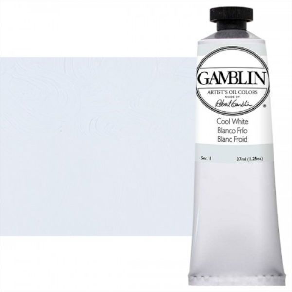 Gamblin G1800, Artists' Grade Oil Color 37ml Cool White; Professional quality, alkyd oil colors with luscious working properties; No adulterants are used so each color retains the unique characteristics of the pigments, including tinting strength, transparency, and texture; Fast Matte colors give painters a palette of oil colors that dry to a matte surface in 18 hours; Dimensions 1.5