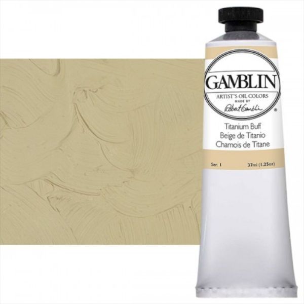 Gamblin G1815, Artists' Grade Oil Color 37ml Titanium Buff; Professional quality, alkyd oil colors with luscious working properties; No adulterants are used so each color retains the unique characteristics of the pigments, including tinting strength, transparency, and texture; Fast Matte colors give painters a palette of oil colors that dry to a matte surface in 18 hours; Dimensions 1.5