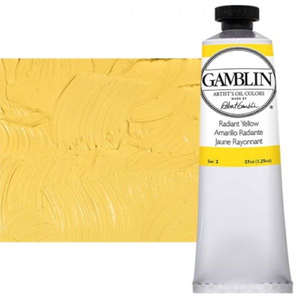 Gamblin G1855, Artists' Grade Oil Color 37ml Radiant Yellow; Professional quality, alkyd oil colors with luscious working properties; No adulterants are used so each color retains the unique characteristics of the pigments, including tinting strength, transparency, and texture; Fast Matte colors give painters a palette of oil colors that dry to a matte surface in 18 hours; Dimensions 1.00
