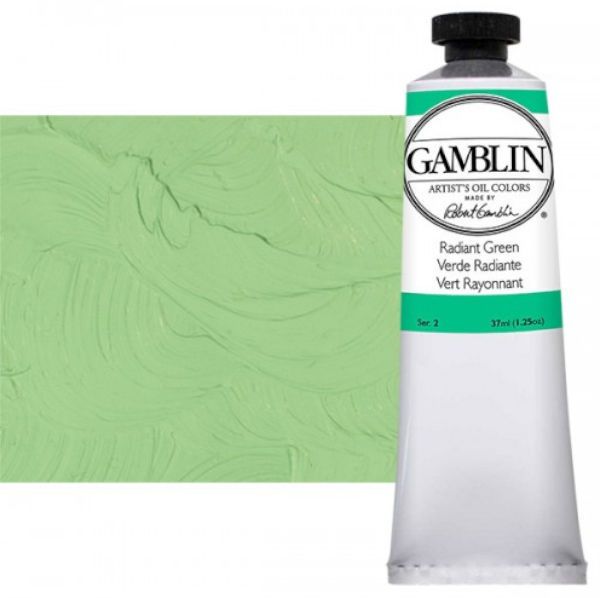 Gamblin G1885, Artists' Grade Oil Color 37ml Radiant Green; Professional quality, alkyd oil colors with luscious working properties; No adulterants are used so each color retains the unique characteristics of the pigments, including tinting strength, transparency, and texture; Fast Matte colors give painters a palette of oil colors that dry to a matte surface in 18 hours; Dimensions 1.00