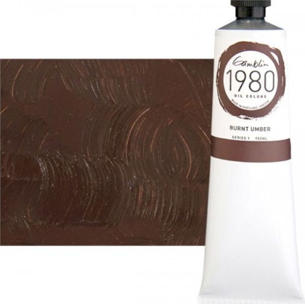 Gamblin G6080, 1980 Oil Color Paint Burnt Umber 150ml; The Gamblin's 1980 oil colors paint are made with pure pigments, the finest refined linseed oil and real value; This line of student grade oil paint offers artists true colors and a smooth application; Instead of a homogenized texture or muddy color mixtures; Dimensions 6.5