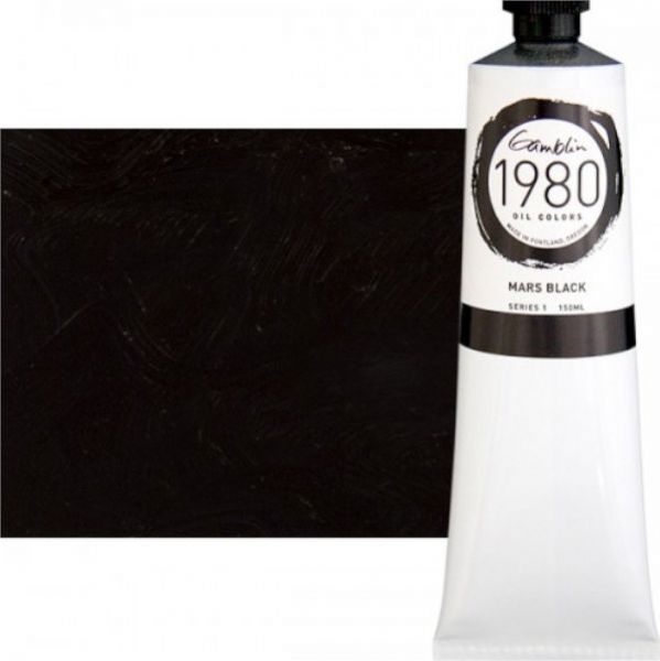 Gamblin G6430, 1980 Oil Color Paint Mars Black 150ml; The Gamblin's 1980 oil colors paint are made with pure pigments, the finest refined linseed oil and real value; This line of student grade oil paint offers artists true colors and a smooth application; Instead of a homogenized texture or muddy color mixtures; Dimensions 6.5