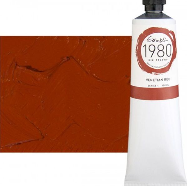 Gamblin G6730, 1980 Oil Color Paint Venetian Red 150ml; The Gamblin's 1980 oil colors paint are made with pure pigments, the finest refined linseed oil and real value; This line of student grade oil paint offers artists true colors and a smooth application; Instead of a homogenized texture or muddy color mixtures; Dimensions 6.5