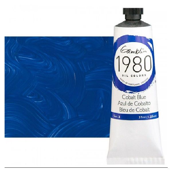 Gamblin G7220, 1980 Oil Color Paint Cobalt Blue 37ml; The Gamblin's 1980 oil colors paint are made with pure pigments, the finest refined linseed oil and real value; This line of student grade oil paint offers artists true colors and a smooth application; Instead of a homogenized texture or muddy color mixtures; Dimensions 4