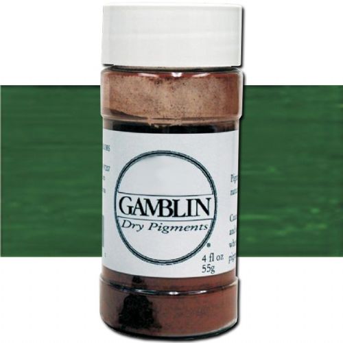 Gamblin G8215 Dry Pigment 84G Chromium Oxide Green; The same pure pigments used to make Gamblin oil colors in dry pigment format; Each color retains the unique characteristics of the pigment, including tinting strength, understone, and texture; Make your own watercolors, acrylics, and even oil paints by mixing your own colors with the appropriate binders and mediums; Dimensions 1.75