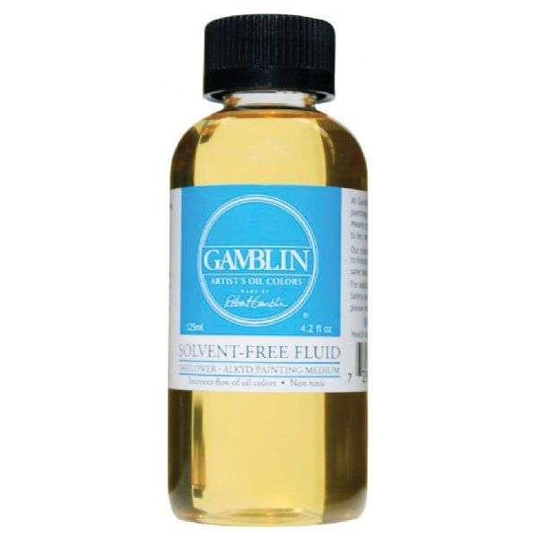 Gamblin GB02604, Solvent Free Fluid Medium 4.2oz; Professional quality; Makes colors more fluid,  increases the drying rate and gloss; Made from safflower oil and alkyd resin, is nontoxic; Contains no Gamsol or petroleum distillates; Dimensions 1.75