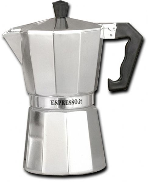 G.A.T. 10-6 Aluminium Stove Top Espresso Maker Classic Plate Grill, 6 Cup; Aluminium Stove top espresso maker; 6 cup Classic shape; Works on all gas stoves; Bakelite handle; Gift boxed assorted; Made in Italy; Dimensions 11