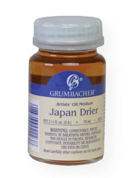 Grumbacher GB5572 Japan Drier 74ml; A reliable alkyd resin based liquid drier for artists' oil colors; 74ml/2.5 oz; Shipping Weight 0.19 lb; Shipping Dimensions 1.62 x 1.62 x 3.38 in; UPC 014173356215 (GRUMBACHERGB5572 GRUMBACHER-GB5572 GRUMBACHER/GB5572 GB5572 ARTWORK)