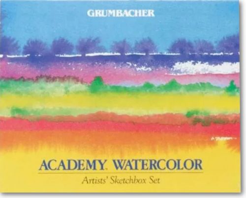 Grumbacher GBA2012SET Academy, Watercolor Paint 12-Color Set; Only finely ground pigments are used in making this smooth, rich paint; Strokes and washes are vibrant and luminescent, either straight from the tube or mixed with white; Dimensions 10
