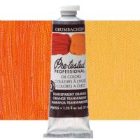 Grumbacher GBP005GB Pre-Tested Artists' Oil Color Paint 37ml Transparent Orange; The Paint comes with rich, creamy texture combined with a wide range of vibrant colors; Each color is comprised of pure pigments and refined linseed oil, tested several times throughout the manufacturing process; The result is consistently smooth, brilliant color with excellent performance and permanence; Dimensions 3.25" x 1.25" x 4.00"; Weight 0.42 lbs; UPC 014173399373 (GRUMBACHER-GBP005GB PRE-TESTED-GBP005GB OIL 