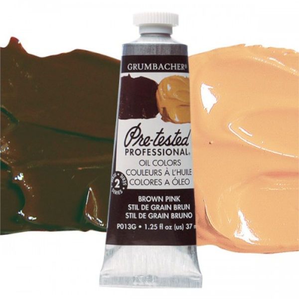 Grumbacher GBP013GB Pre-Tested Artists' Oil Color Paint 37ml Brown Pink; The Paint comes with rich, creamy texture combined with a wide range of vibrant colors; Each color is comprised of pure pigments and refined linseed oil, tested several times throughout the manufacturing process; The result is consistently smooth, brilliant color with excellent performance and permanence; Dimensions 3.25