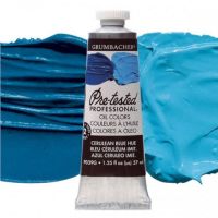 Grumbacher GBP039GB Pre-Tested Artists' Oil Color Paint 37ml Cerulean Blue Hue; The Paint comes with rich, creamy texture combined with a wide range of vibrant colors; Each color is comprised of pure pigments and refined linseed oil, tested several times throughout the manufacturing process; The result is consistently smooth, brilliant color with excellent performance and permanence; Dimensions 3.25" x 1.25" x 4"; Weight 0.42 lbs; UPC 014173352873 (GRUMBACHER-GBP039GB PRE-TESTED-GBP039GB PAINT) 