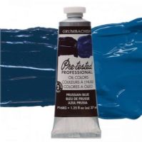 Grumbacher GBP168GB Pre-Tested Artists' Oil Color Paint 37ml Prussian Blue; The Paint comes with rich, creamy texture combined with a wide range of vibrant colors; Each color is comprised of pure pigments and refined linseed oil, tested several times throughout the manufacturing process; The result is consistently smooth, brilliant color with excellent performance and permanence; Dimensions 3.25" x 1.25" x 4"; Weight 0.42 lbs; UPC 014173353306 (GRUMBACHER-GBP168GB PRE-TESTED-GBP168GB PAINT) 