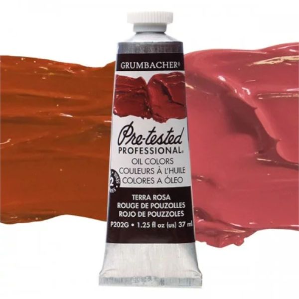 Grumbacher GBP202GB Pre-Tested Artists' Oil Color Paint 37ml Terra Rosa Hue; The Paint comes with rich, creamy texture combined with a wide range of vibrant colors; Each color is comprised of pure pigments and refined linseed oil, tested several times throughout the manufacturing process; The result is consistently smooth, brilliant color with excellent performance and permanence; Dimensions 3.25