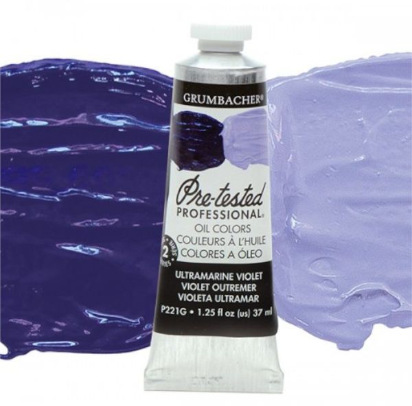 Grumbacher GBP221GB Pre-Tested Artists' Oil Color Paint 37ml Ultramarine Violet; The Paint comes with rich, creamy texture combined with a wide range of vibrant colors; Each color is comprised of pure pigments and refined linseed oil, tested several times throughout the manufacturing process; The result is consistently smooth, brilliant color with excellent performance and permanence; Dimensions 3.25