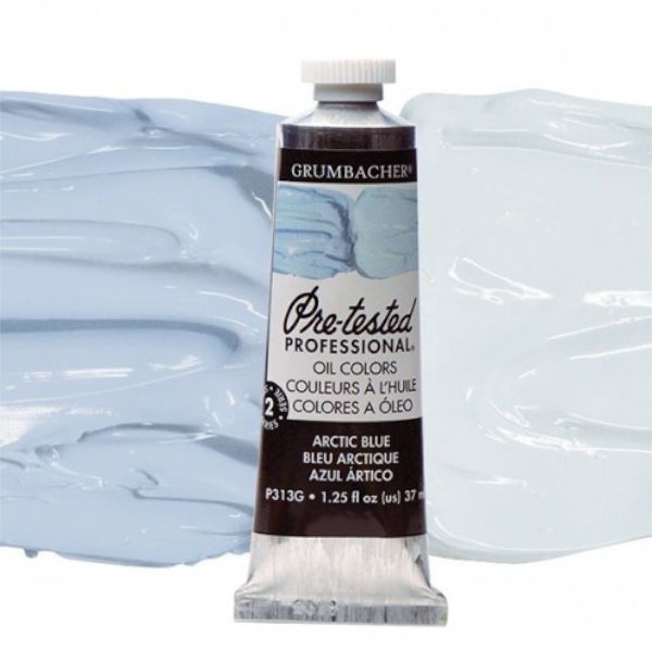 Grumbacher GBP313GB Pre-Tested Artists' Oil Color Paint 37ml Arctic Blue; The Paint comes with rich, creamy texture combined with a wide range of vibrant colors; Each color is comprised of pure pigments and refined linseed oil, tested several times throughout the manufacturing process; The result is consistently smooth, brilliant color with excellent performance and permanence; Dimensions 3.25