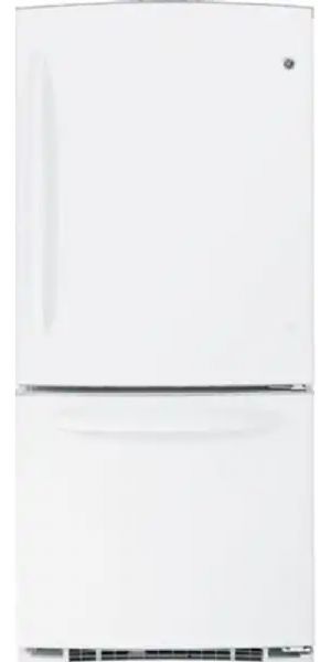 GE General Electric GBSC0HBXWW Bottom-Freezer Refrigerator, 20.3 Cu. Ft. Total, 14.1 Cu. Ft. Fresh Food, 6.2 Cu. Ft. Freezer, Upfront Temperature Controls, 3 Glass Cabinet Shelves, 2 Split, 1 Full-Width Adjustable Shelves, 2 Clear Vegetable/Fruit Crispers, Clear Snack Drawer, Dual BrightSpace Interior Lighting, 2 Ice 'N Easy Trays, 1 Full-Width Full Slide-Out Wire Baskets, White Color (GBSC0HBXWW GBSC0HBX-WW GBSC0HBX WW GBSC0HBX GBSC-0HBX GBSC 0HBX)