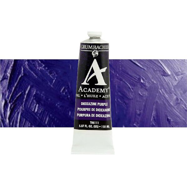 Grumbacher GBT06111 Academy Oil Paint, 150 ml, Dioxazine Purple; Quality oil paint produced in the tradition of the old masters; Features an ASTM lightfast; The wide range of rich, vibrant colors has been popular with artists for generations; 150ml tube; Transparency rating: T=transparent; Dimensions 2.00