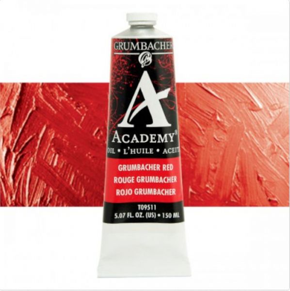 Grumbacher GBT09511 Academy Oil Paint, 150 ml, Grumbacher Red; Quality oil paint produced in the tradition of the old masters; Features an ASTM lightfast; The wide range of rich, vibrant colors has been popular with artists for generations; 150ml tube; Transparency rating: T=transparent; Dimensions 2.00