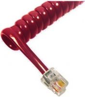 Cablesys GCHA444012-FCR Handset Cord 12 ft., Cherry Red, Modular Coiled Handset Cord with 1-1/2" lead (GCHA444012FCR GCHA444012 FCR ICC) 