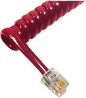 Cablesys GCHA444012-FCR Handset Cord 12 ft., Cherry Red, Modular Coiled Handset Cord with 1-1/2